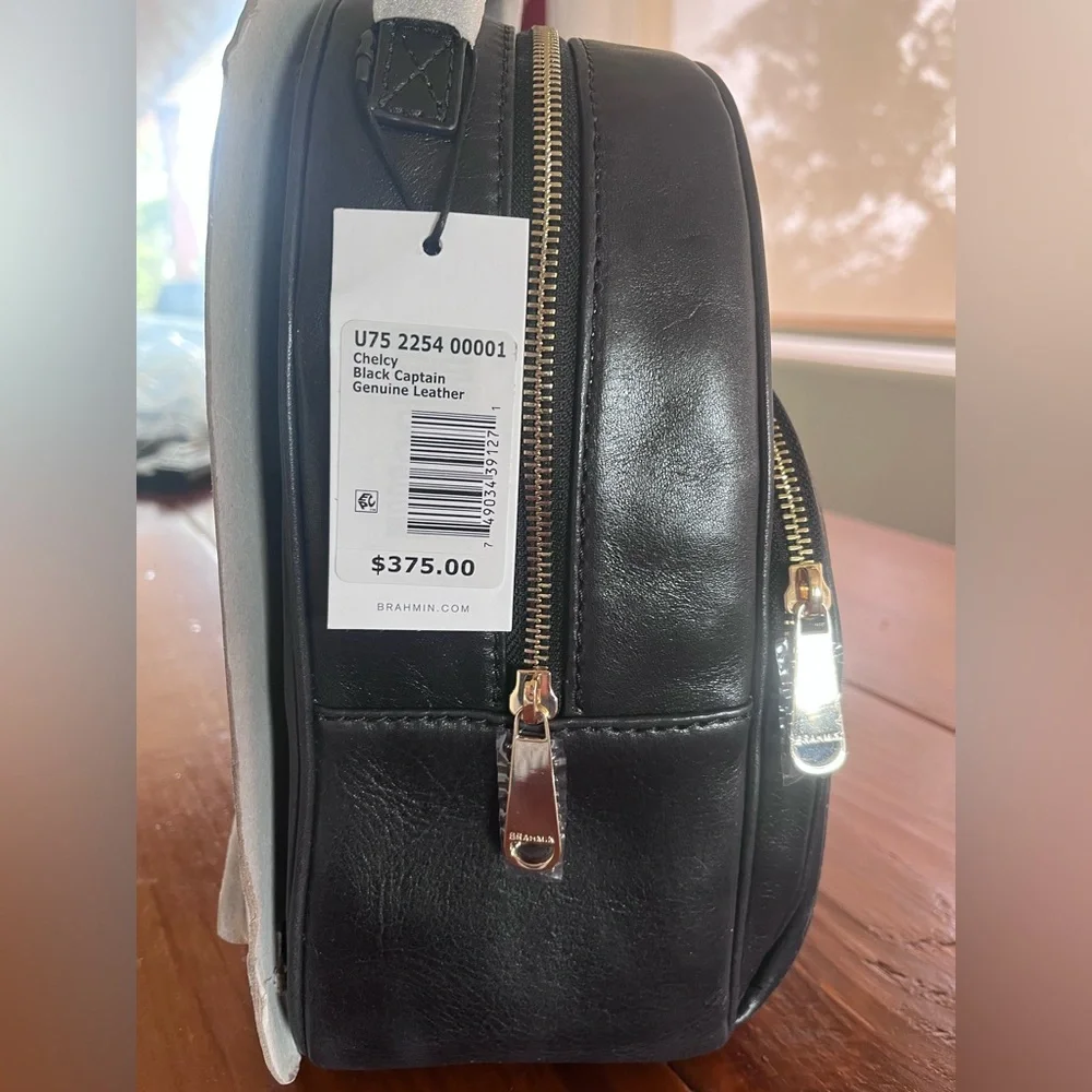 NWT Brahmin Chelcy in BLACK CAPTAIN Smooth Leather Backpack